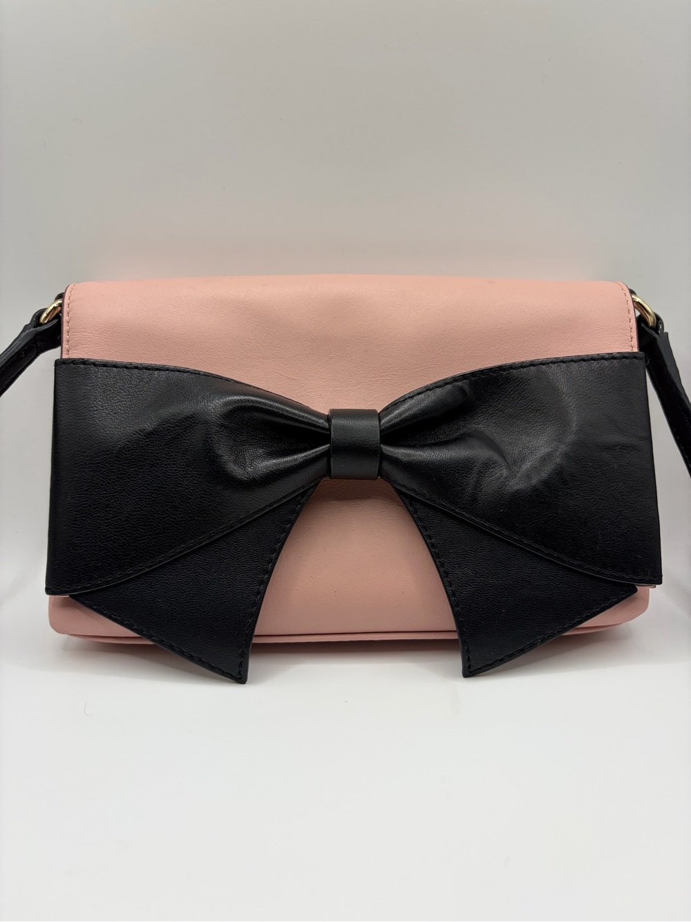 Kate Spade Hanover Street Aster Bow Crossbody Bag – Pink & Black Leather